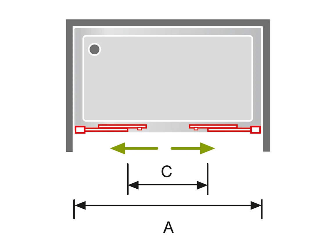 Frontal de ducha 2 Fijos + 2 Puertas Correderas 139-141.6 cm DELTA 2 Negro