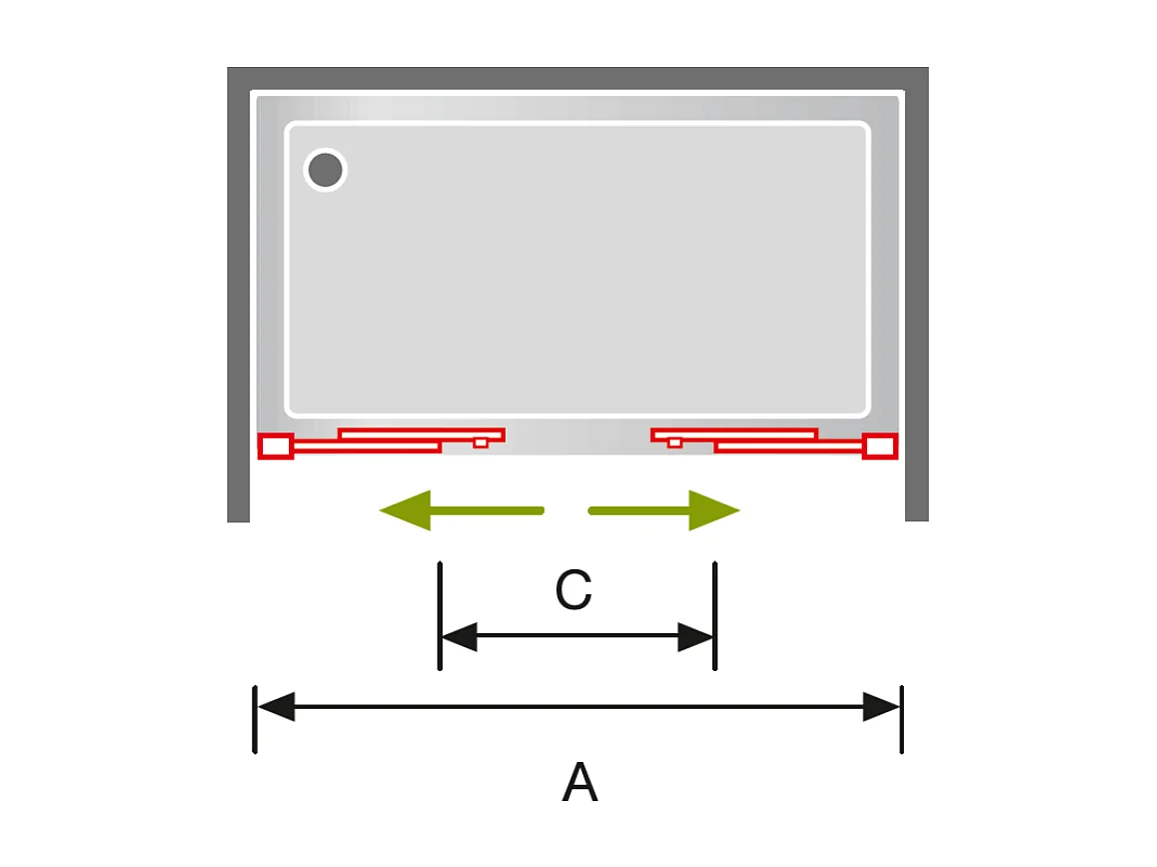 Frontal de ducha 2 Fijos + 2 Puertas Correderas 171-173.6 cm DELTA 2 Dorado