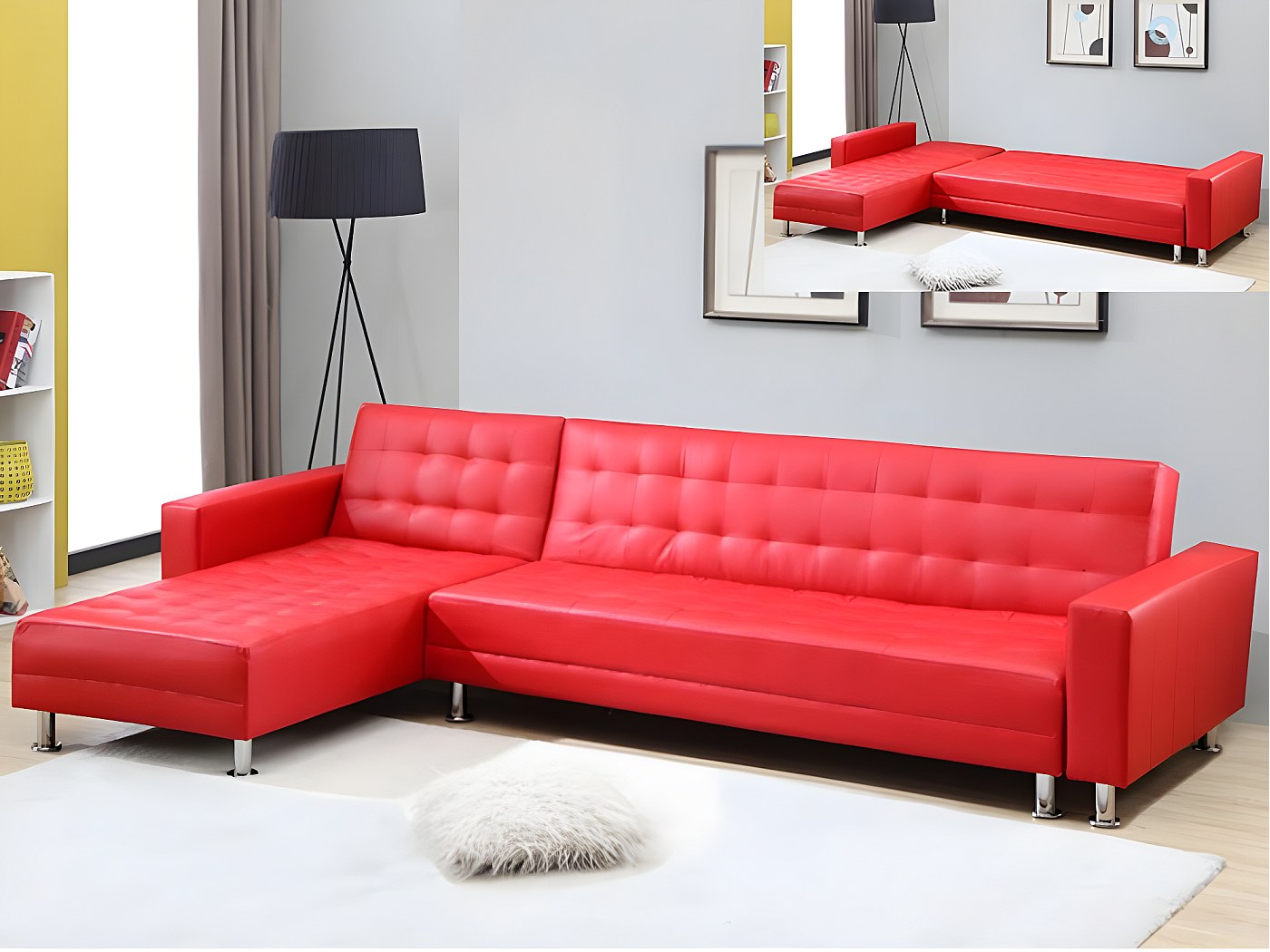 Sofa Leder Kunstleder Rot Kaufunique