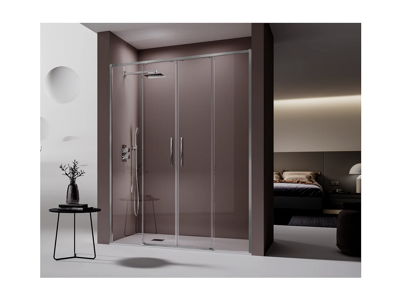 Paroi de douche 2 verres fixes + 2 portes coulissantes DELTA 179-181.6 cm