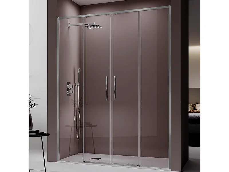Paroi de douche 2 verres fixes + 2 portes coulissantes DELTA 149-151.6 cm