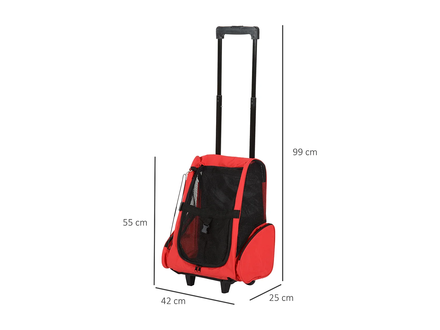 2 en 1 trolley chariot sac a dos sac de transport a roulettes pour chien chat