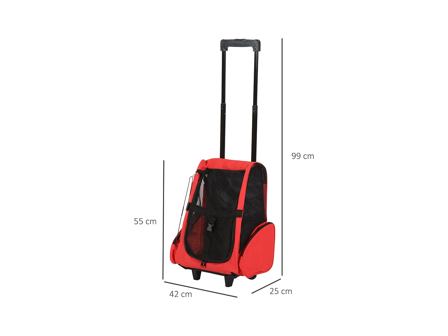 2 en 1 trolley chariot sac a dos sac de transport a roulettes pour chien chat