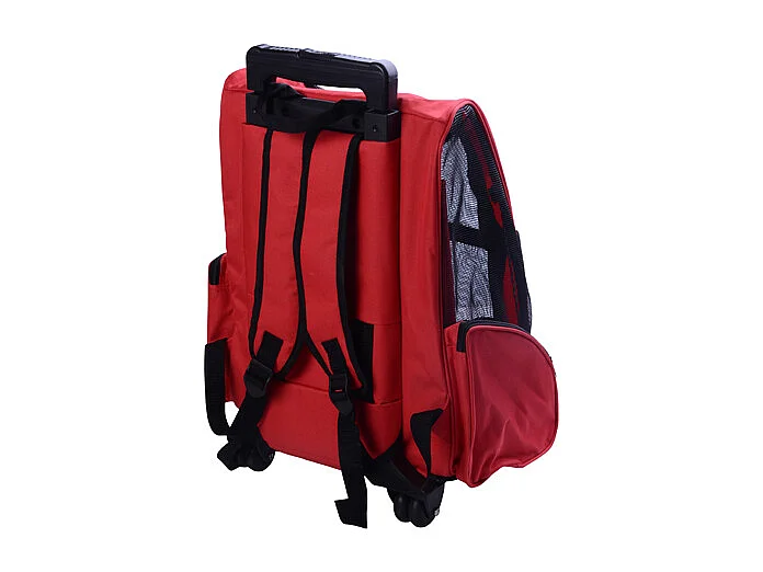 2 en 1 trolley chariot sac a dos sac de transport a roulettes pour chien chat