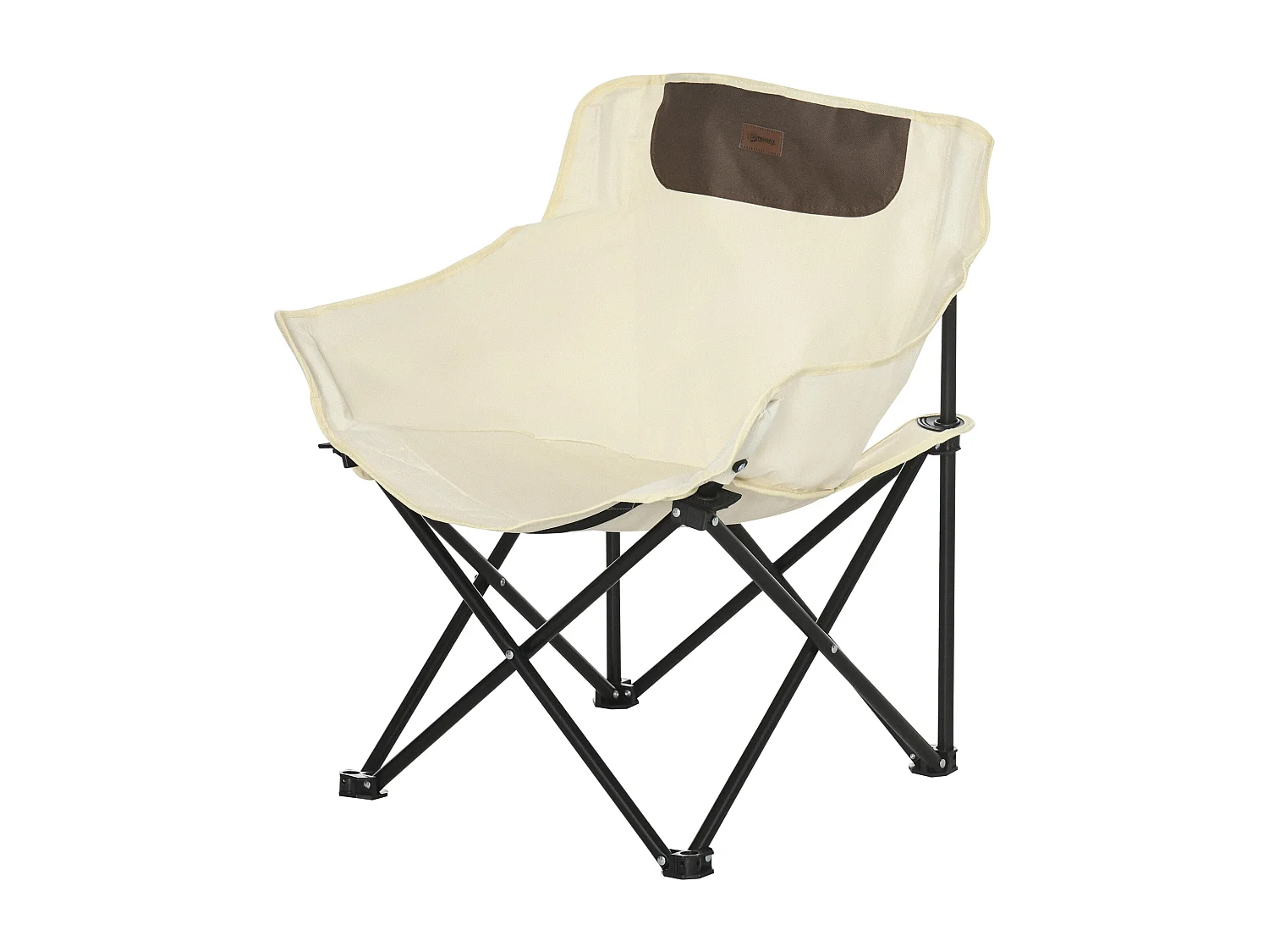 Chaise de camping pliable avec sac de transport et pochette de rangement acier oxford beige