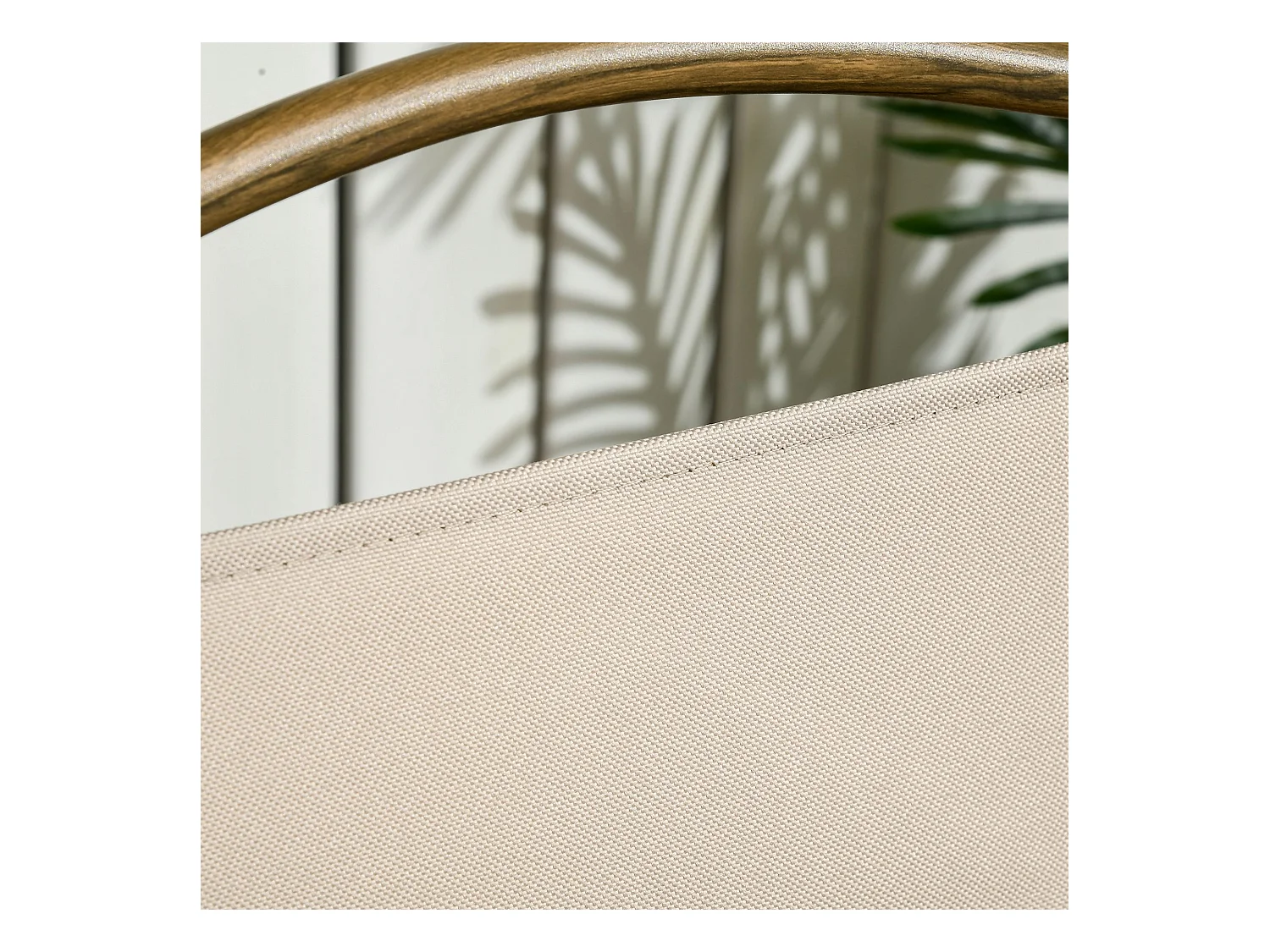 Lot de 2 chaises de plage camping pliantes - poignée - structure acier aspect bois oxford beige