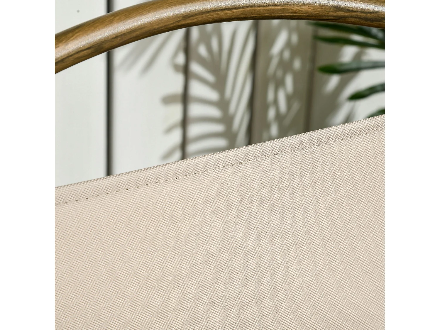 Lot de 2 chaises de plage camping pliantes - poignée - structure acier aspect bois oxford beige