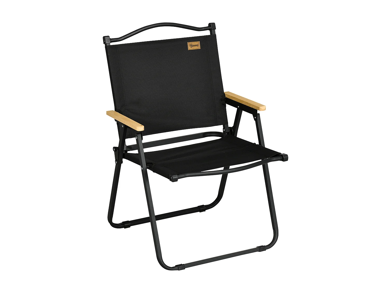 Chaise de plage camping pliante - poignée - structure acier oxford noir