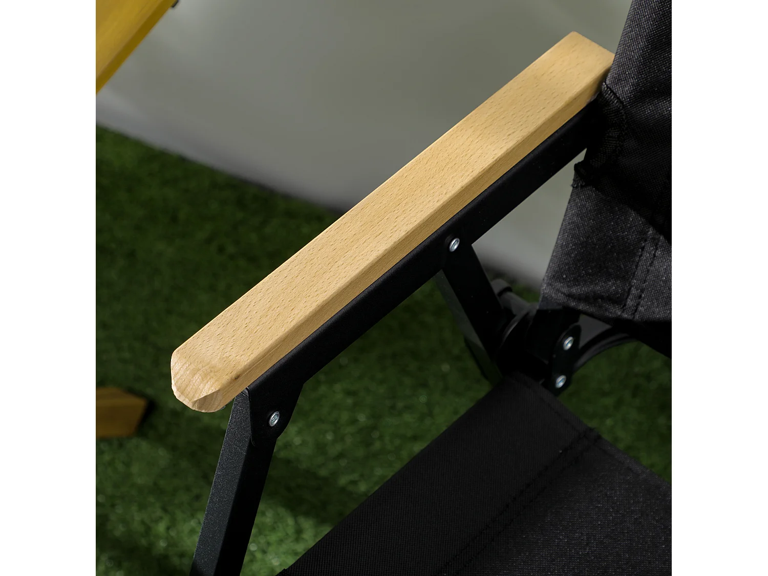 Chaise de plage camping pliante - poignée - structure acier oxford noir