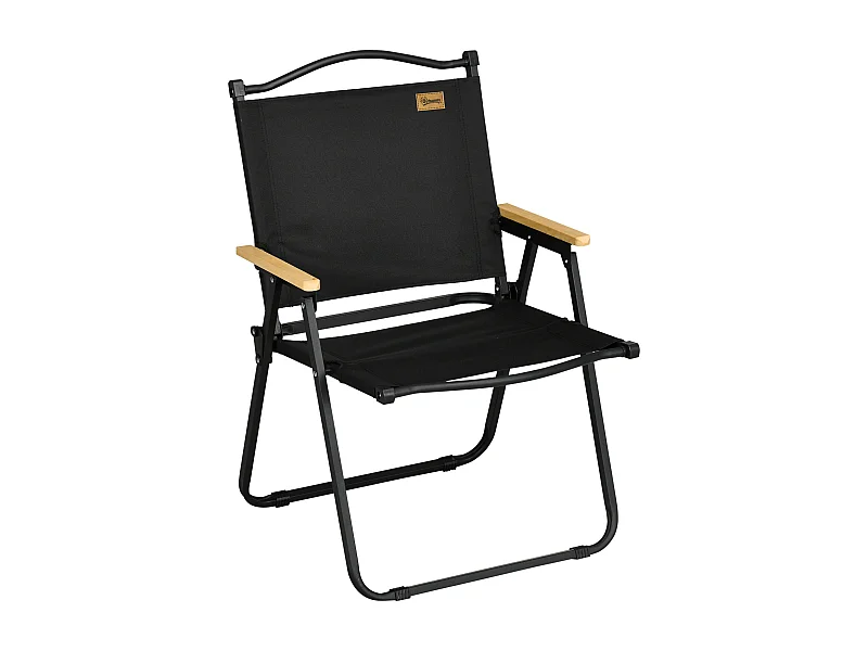 Chaise de plage camping pliante - poignée - structure acier oxford noir