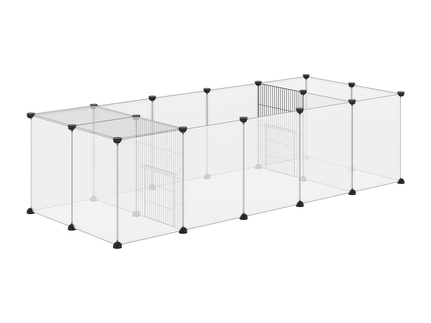 Enclos parc modulable petits animaux - 20 panneaux - dim. 175L x 70l x 45H cm - acier noir PP blanc