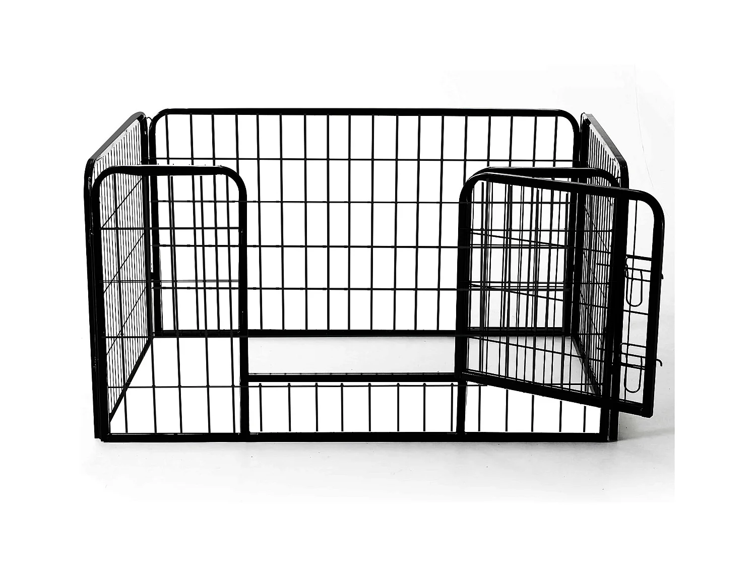 Luxe parc enclos acier 125L x 80l x 70H cm 4 panneaux et 1 porte pour chiens noir