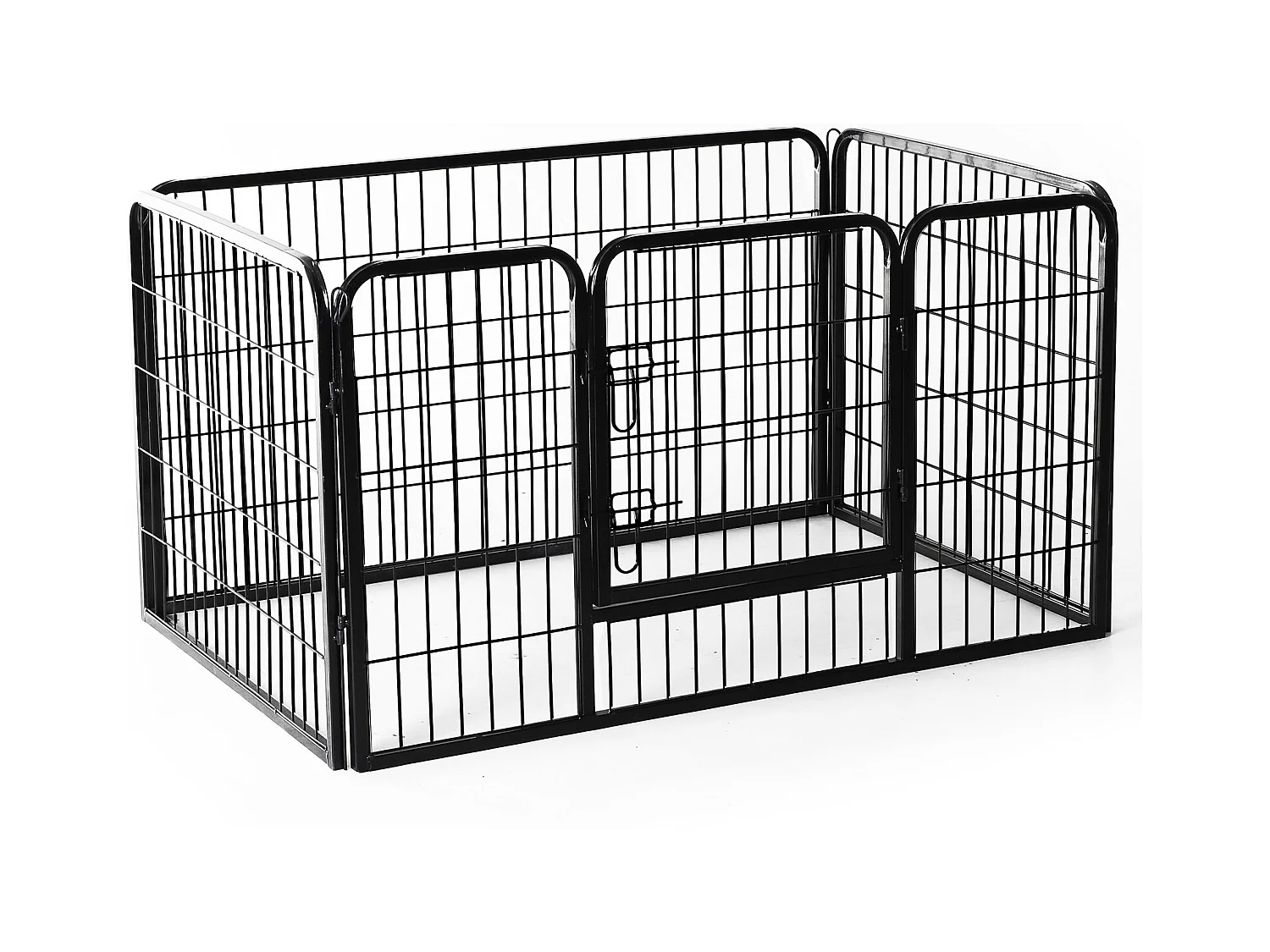 Luxe parc enclos acier 125L x 80l x 70H cm 4 panneaux et 1 porte pour chiens noir