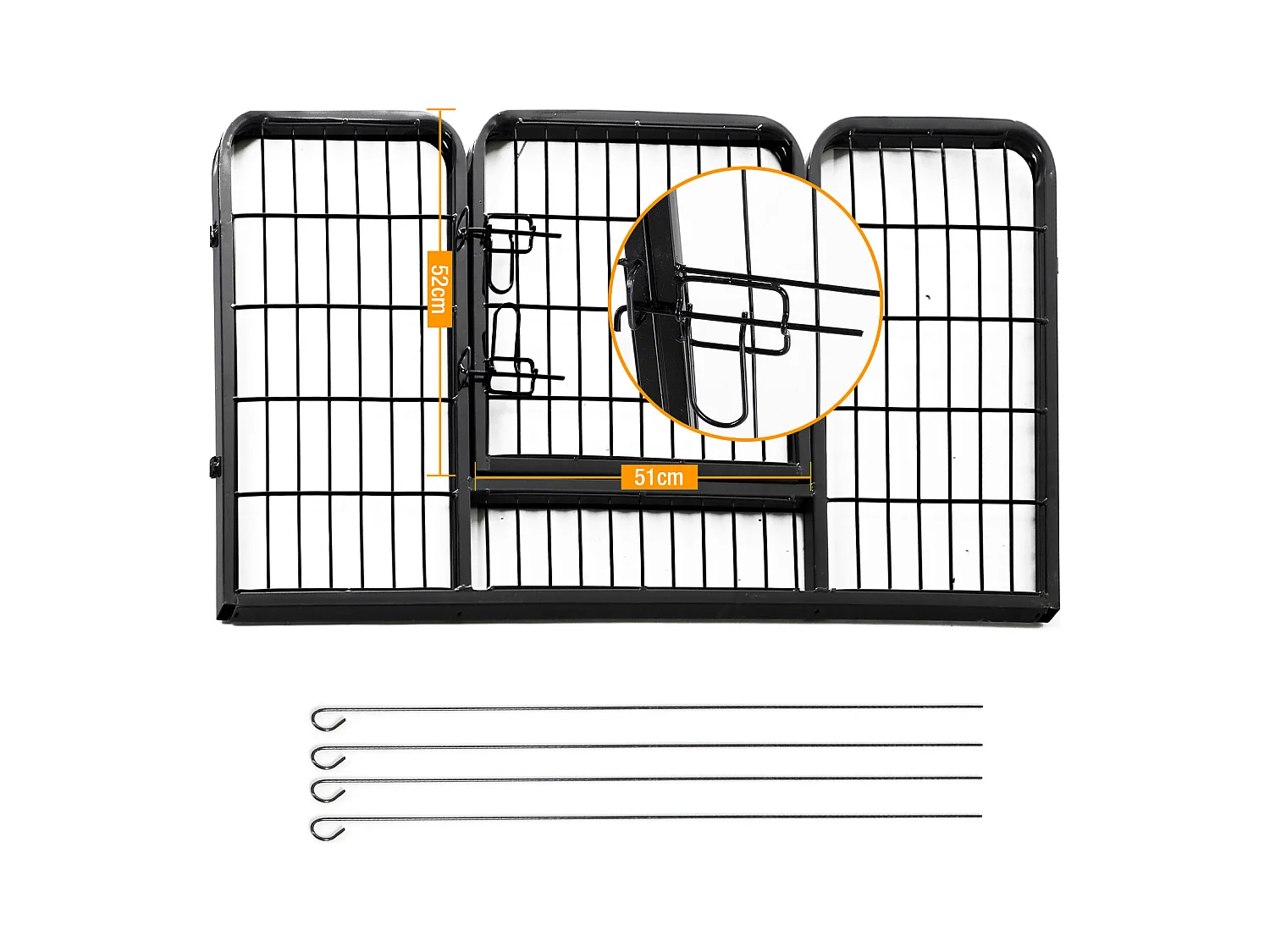 Luxe parc enclos acier 125L x 80l x 70H cm 4 panneaux et 1 porte pour chiens noir