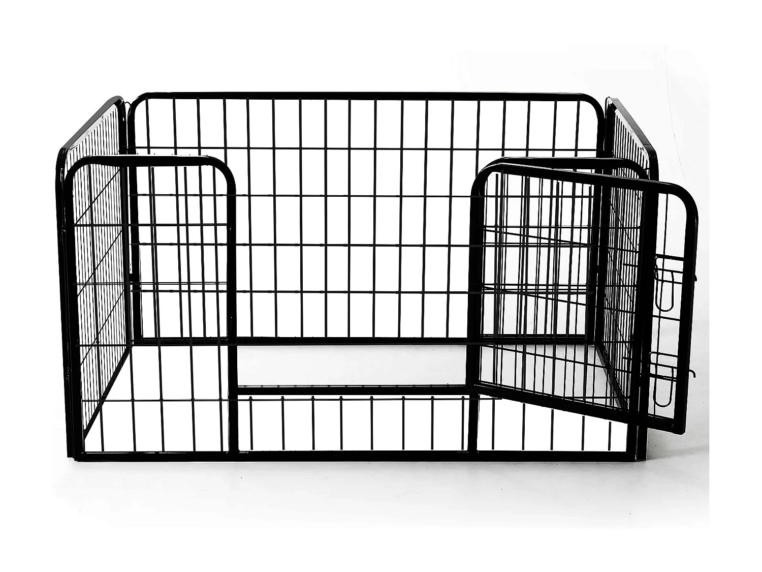 Luxe parc enclos acier 125L x 80l x 70H cm 4 panneaux et 1 porte pour chiens noir