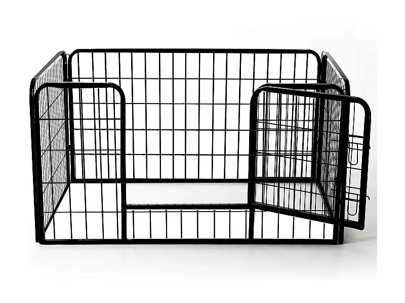 Luxe parc enclos acier 125L x 80l x 70H cm 4 panneaux et 1 porte pour chiens noir