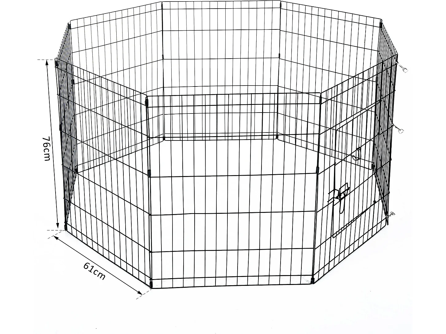 Parc enclos acier pour chien animaux 1 porte 8 panneaux 76L x 61l cm noir