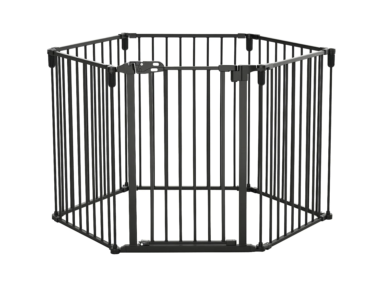 PawHut Barrière de sécurité - parc enclos chien modulable pliable - porte verrouillable - 6 panneaux acier et PP - dim. 362,5L max. x 76H cm noir