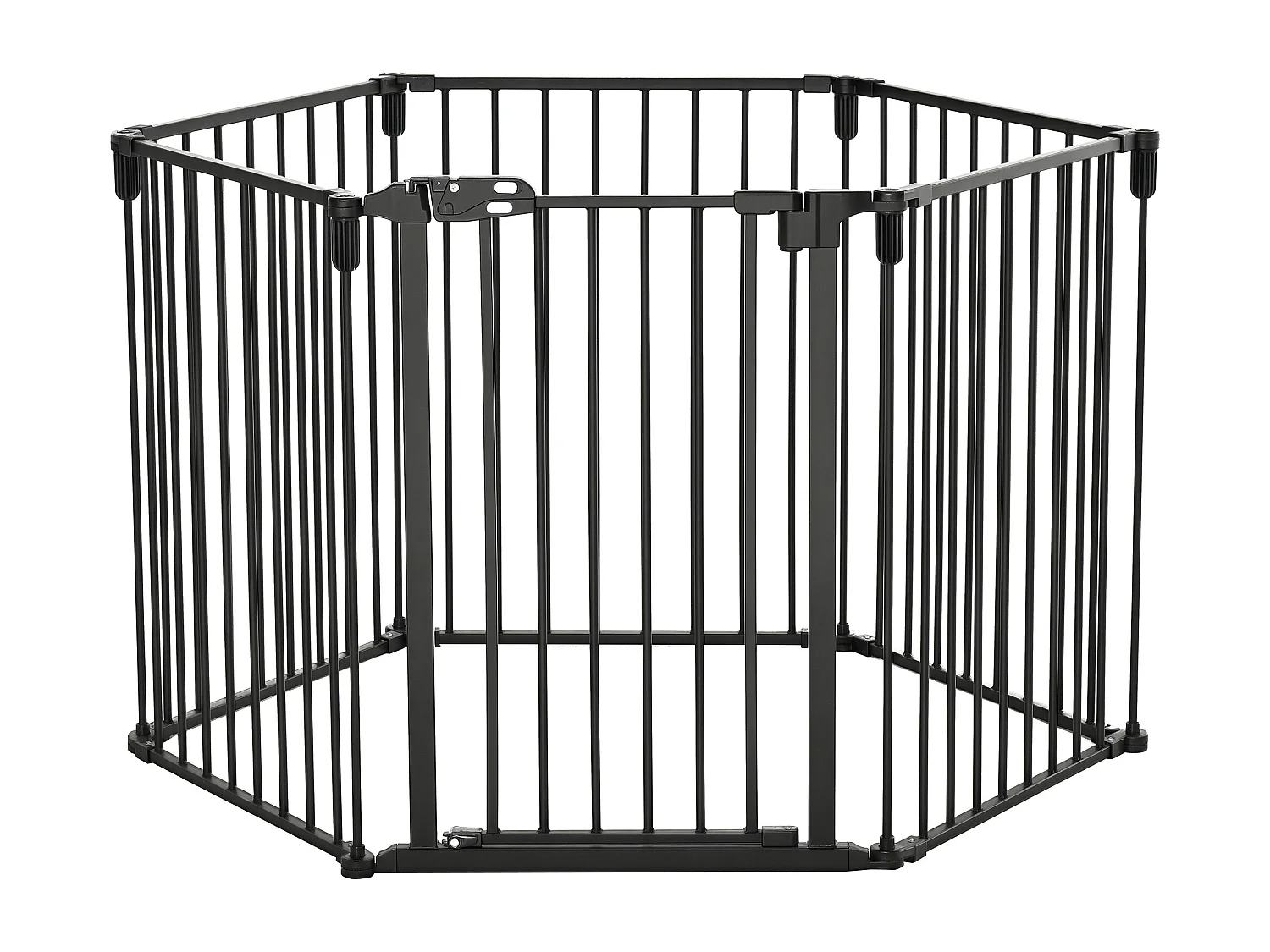 PawHut Barrière de sécurité - parc enclos chien modulable pliable - porte verrouillable - 6 panneaux acier et PP - dim. 362,5L max. x 76H cm noir