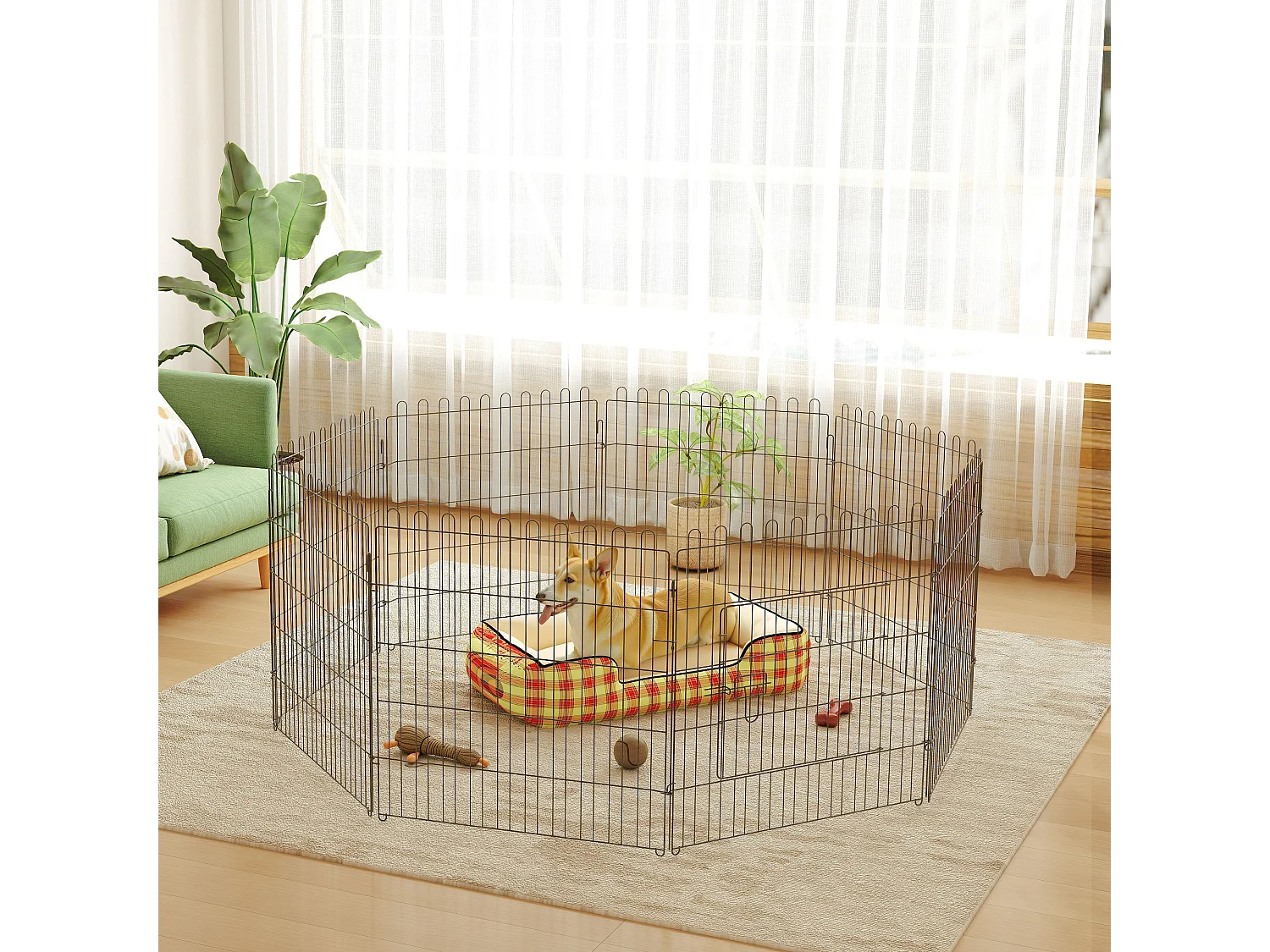 PawHut Parc enclos pour chiens chiots animaux domestiques diamètre 158 cm 8 panneaux 71L x 61H cm noir