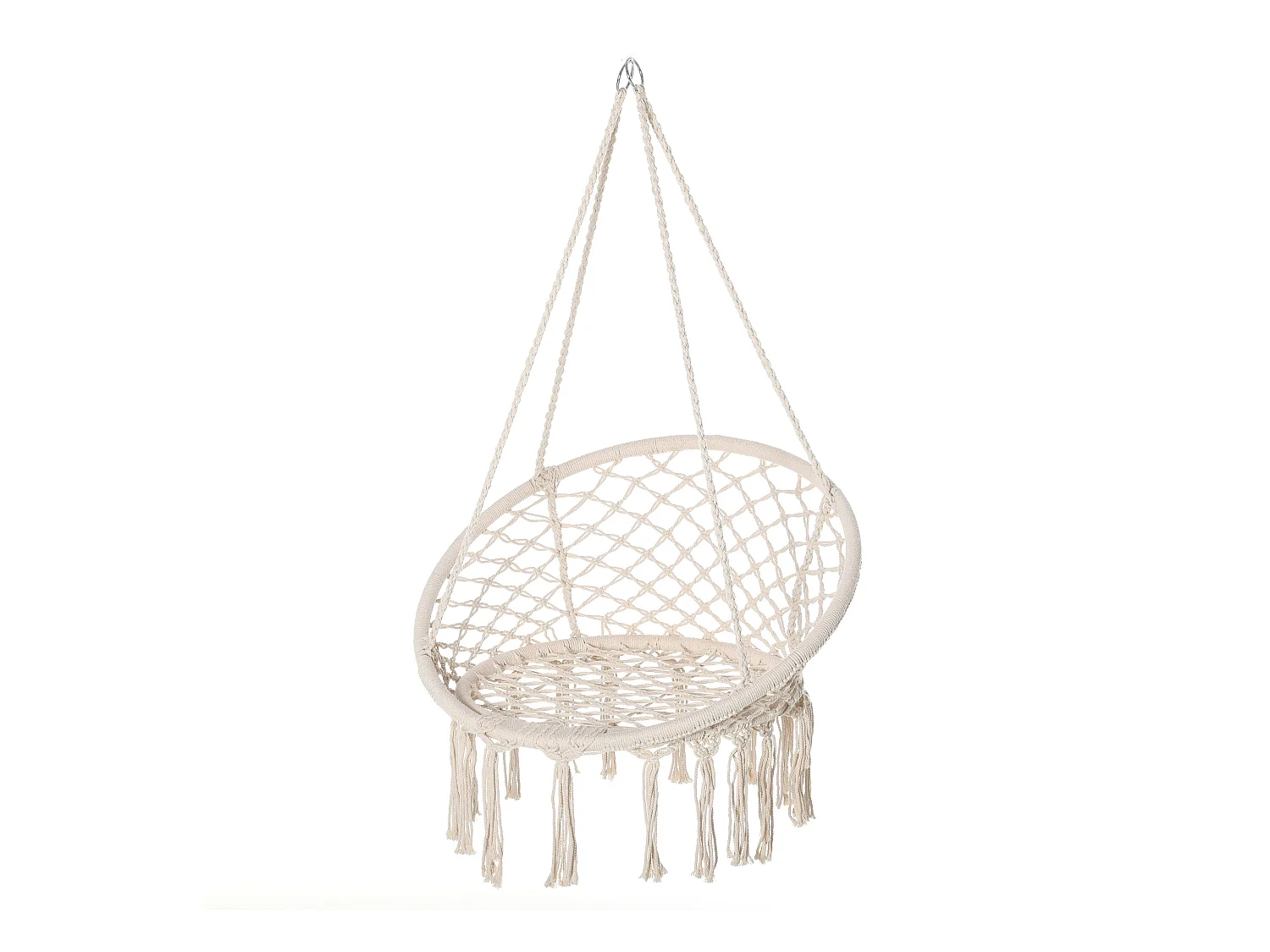 Chaise suspendue chaise hamac de voyage portable Ø 80 x 42H m macramé coton polyester beige