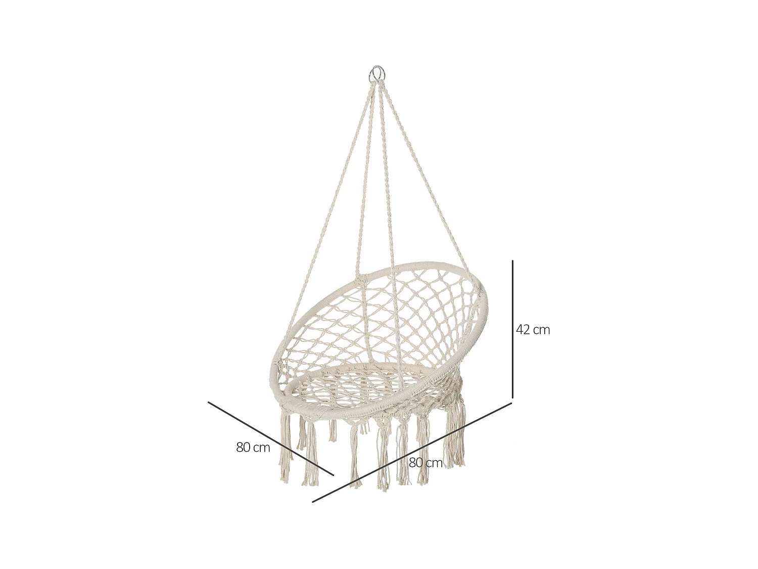 Chaise suspendue chaise hamac de voyage portable Ø 80 x 42H m macramé coton polyester beige