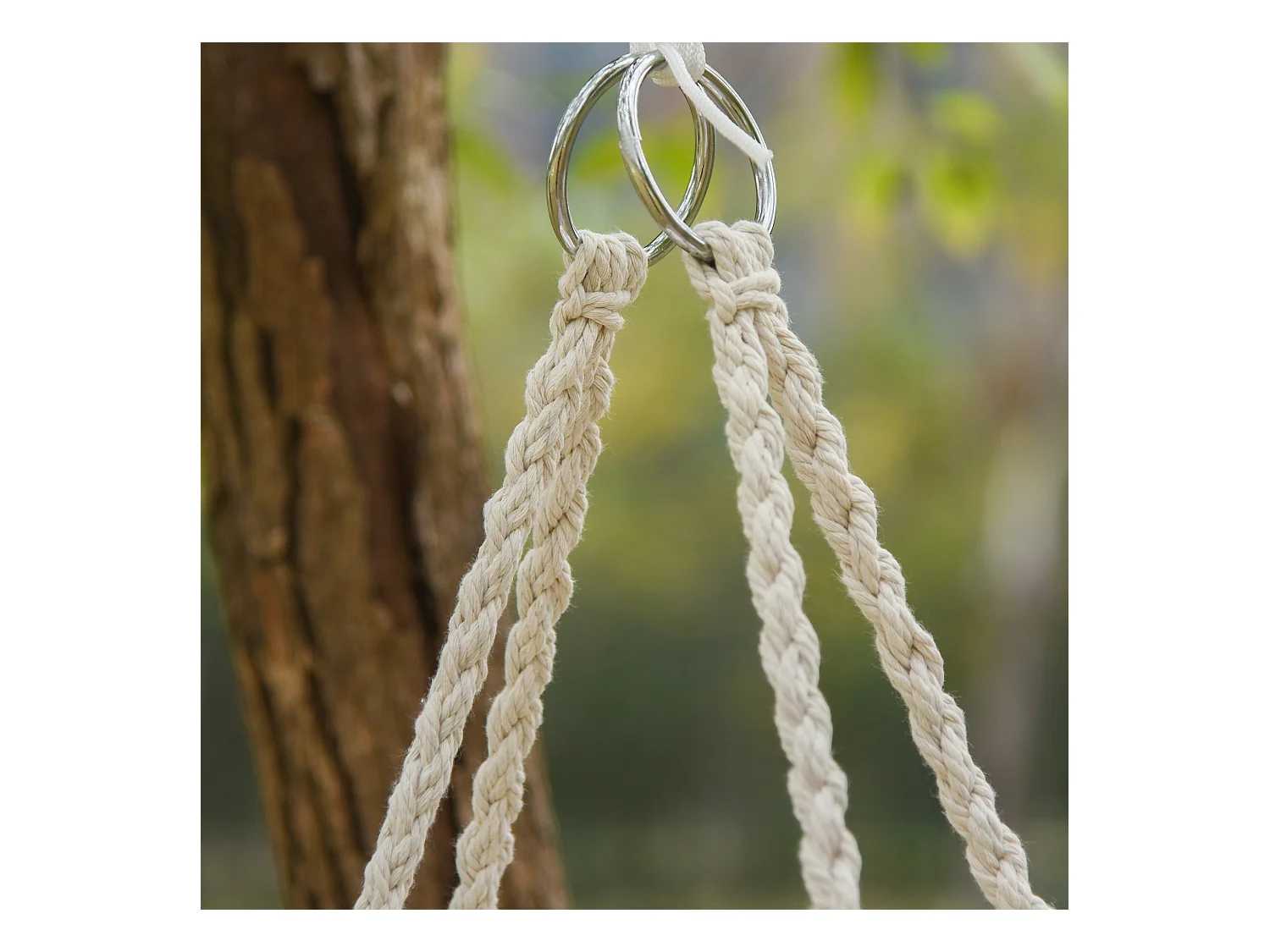 Chaise suspendue chaise hamac de voyage portable Ø 80 x 42H m macramé coton polyester beige