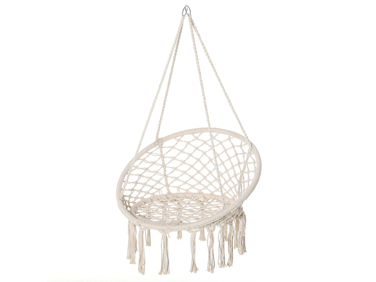 Chaise suspendue chaise hamac de voyage portable Ø 80 x 42H m macramé coton polyester beige