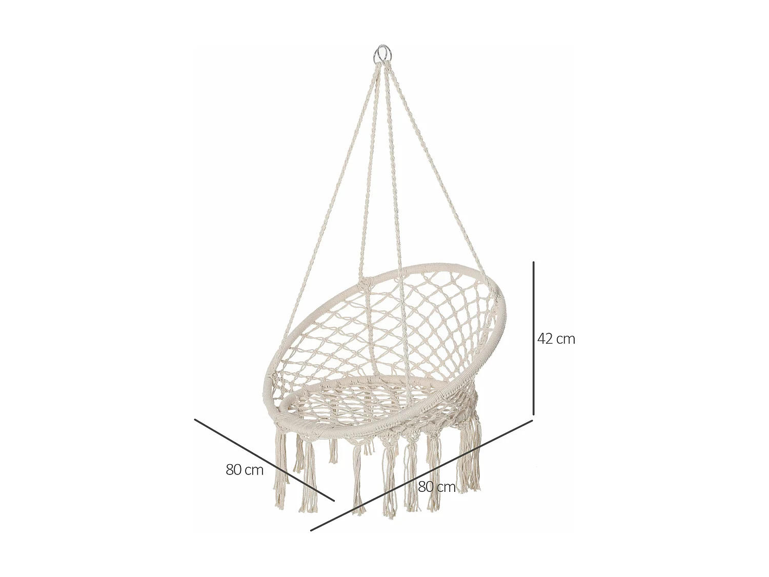 Chaise suspendue chaise hamac de voyage portable Ø 80 x 42H m macramé coton polyester beige