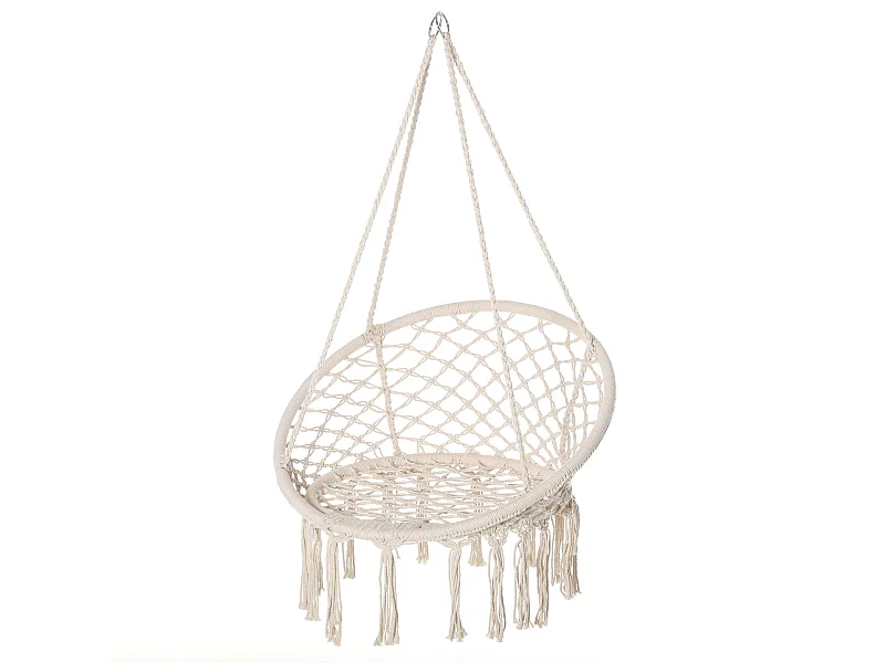 Chaise suspendue chaise hamac de voyage portable Ø 80 x 42H m macramé coton polyester beige