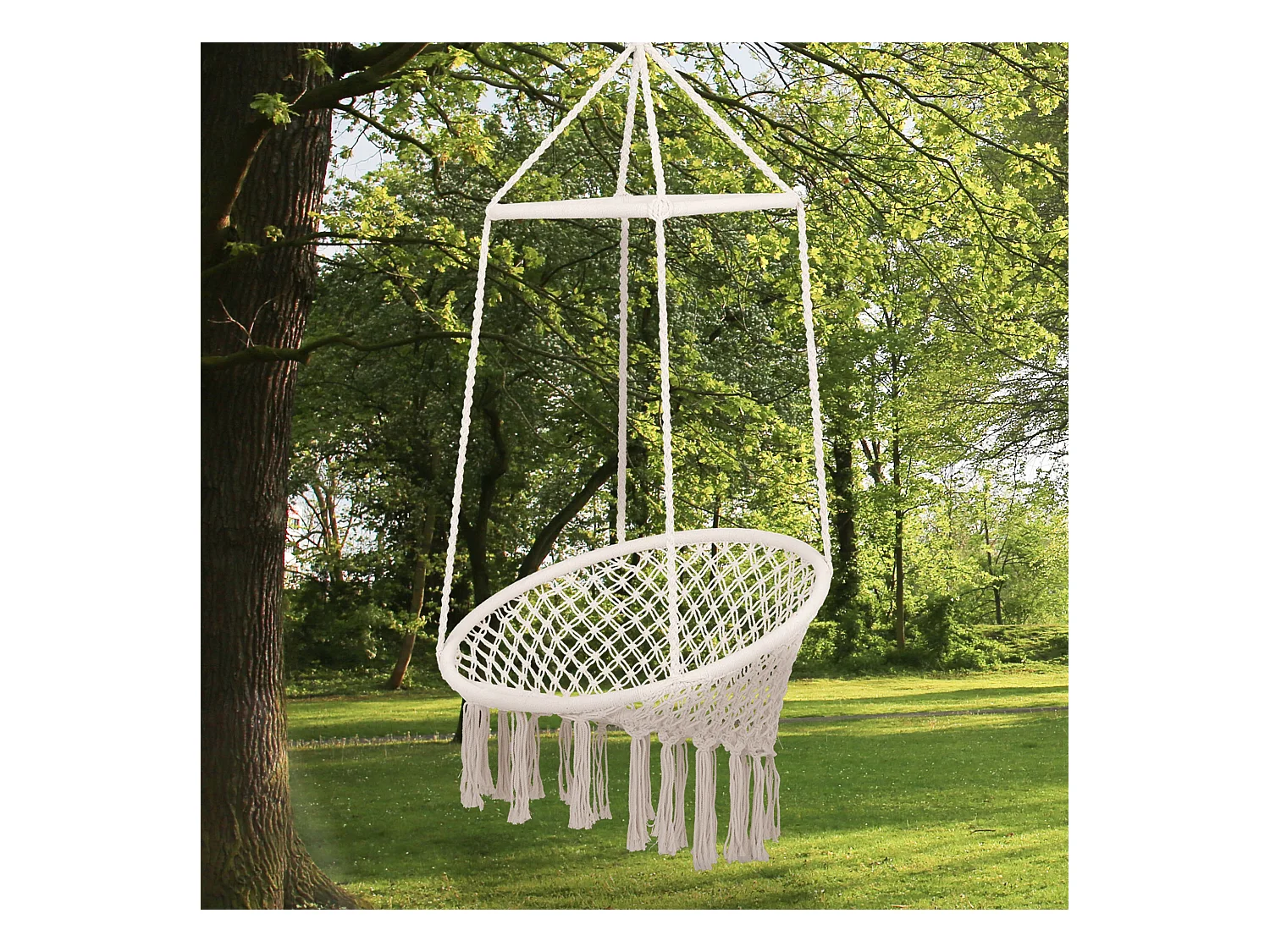 Chaise suspendue hamac de voyage respirant portable dim. 80L x 50l x 150H m coton polyester beige