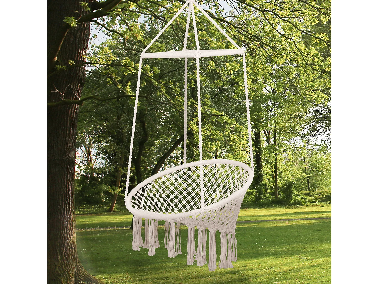 Chaise suspendue hamac de voyage respirant portable dim. 80L x 50l x 150H m coton polyester beige