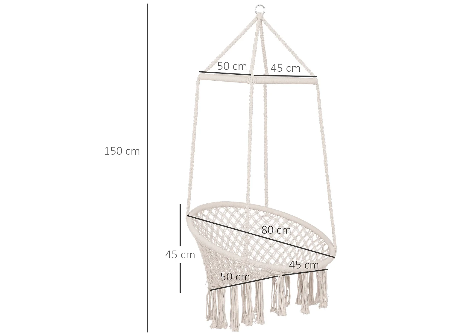 Chaise suspendue hamac de voyage respirant portable dim. 80L x 50l x 150H m coton polyester beige