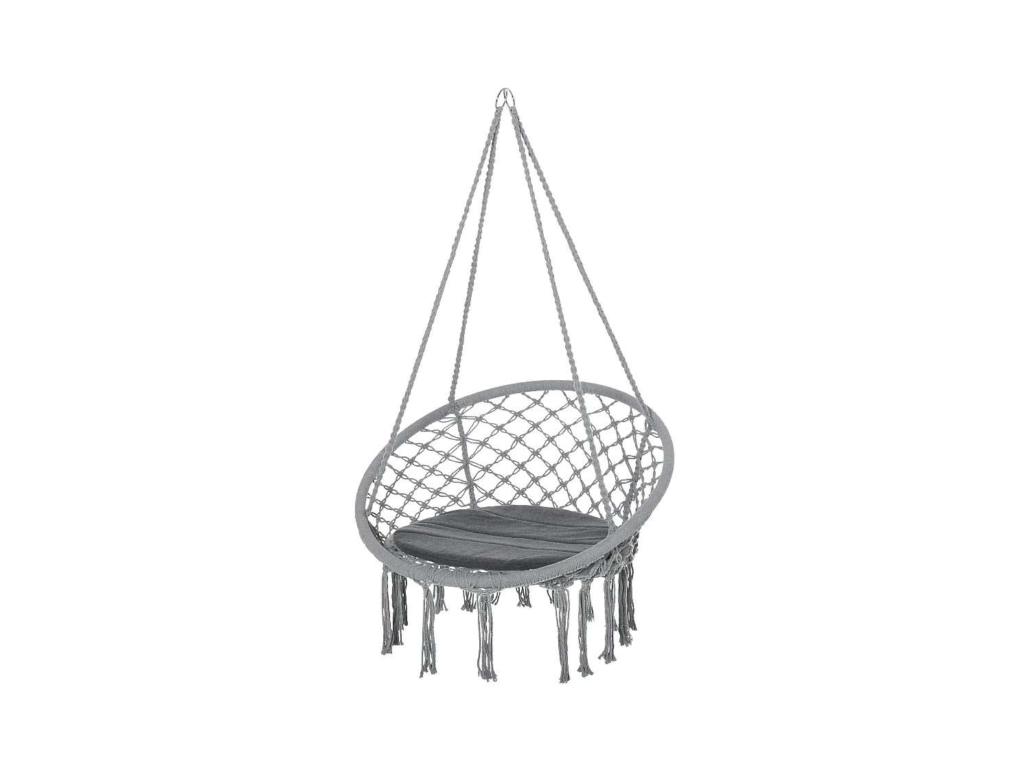 Chaise suspendue chaise hamac de voyage portable Ø 80 x 42H m macramé coton polyester gris