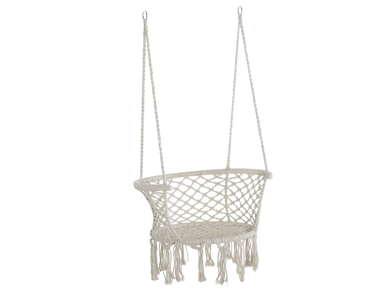 Chaise suspendue hamac de voyage portable dim. 80L x 60l x 36H m macramé coton polyester beige