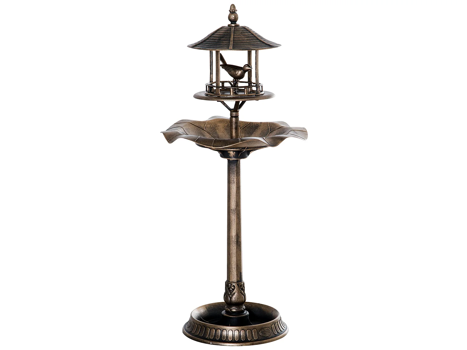Bain d'oiseaux abreuvoir pour oiseaux jardinière 3 en 1 dim. Ø 50 x 113H cm polypropylène bronze antique