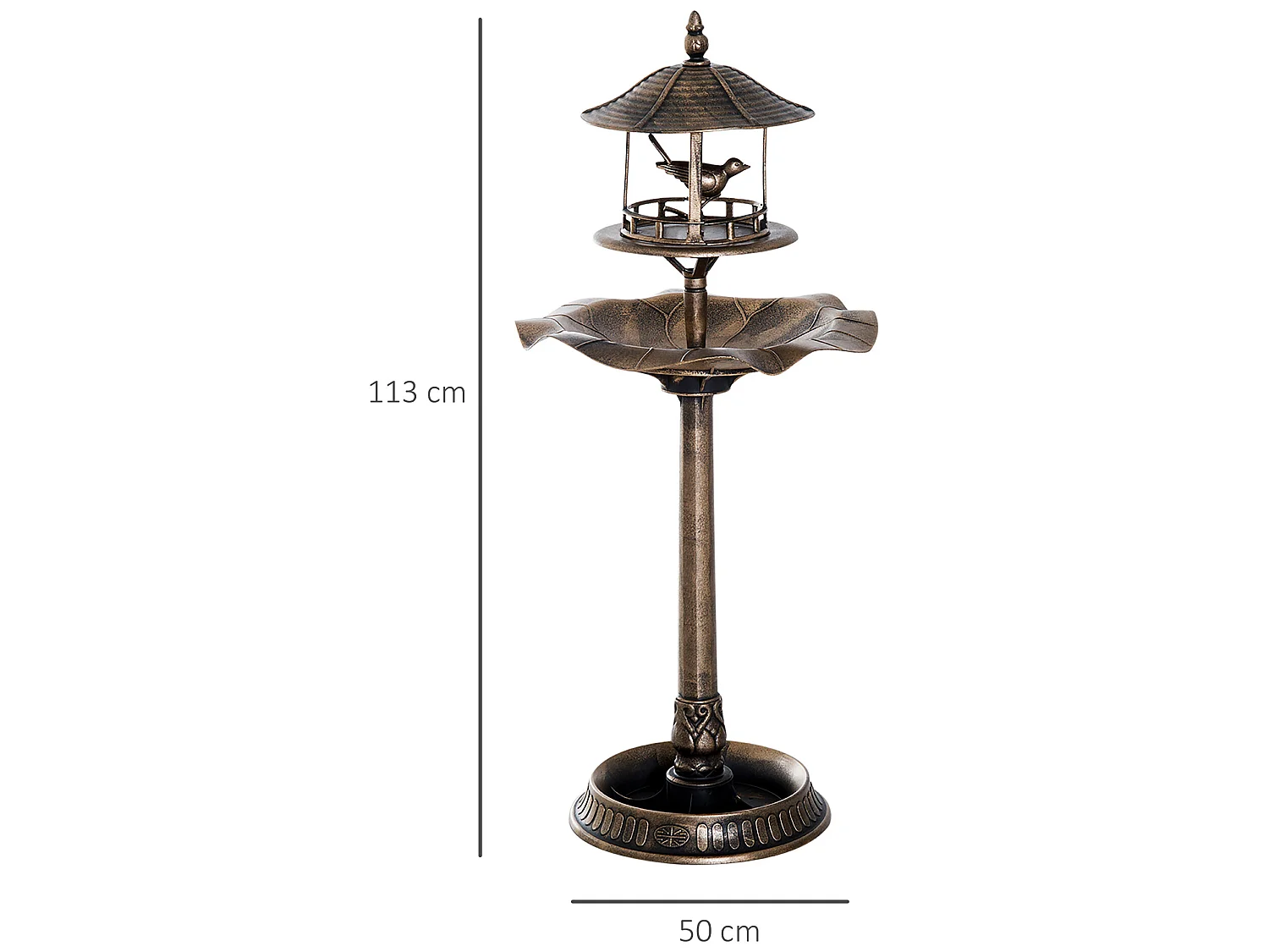 Bain d'oiseaux abreuvoir pour oiseaux jardinière 3 en 1 dim. Ø 50 x 113H cm polypropylène bronze antique