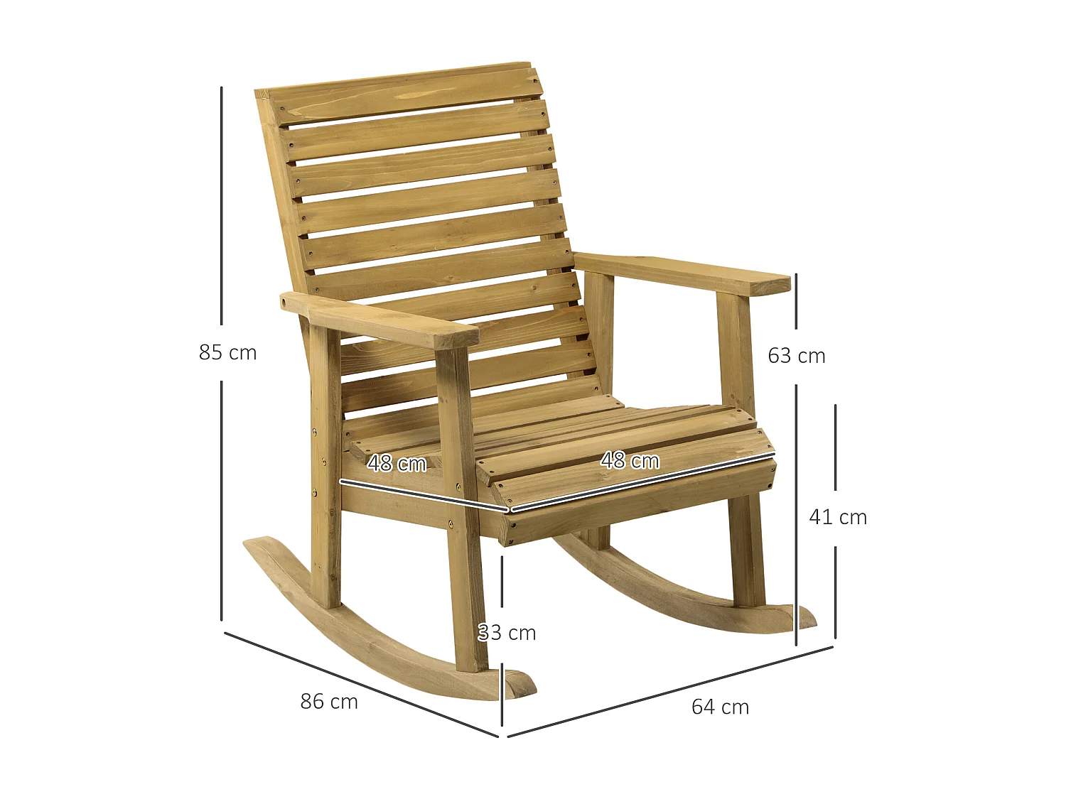 Fauteuil de jardin à bascule rocking chair style néo-rétro bois sapin autoclave