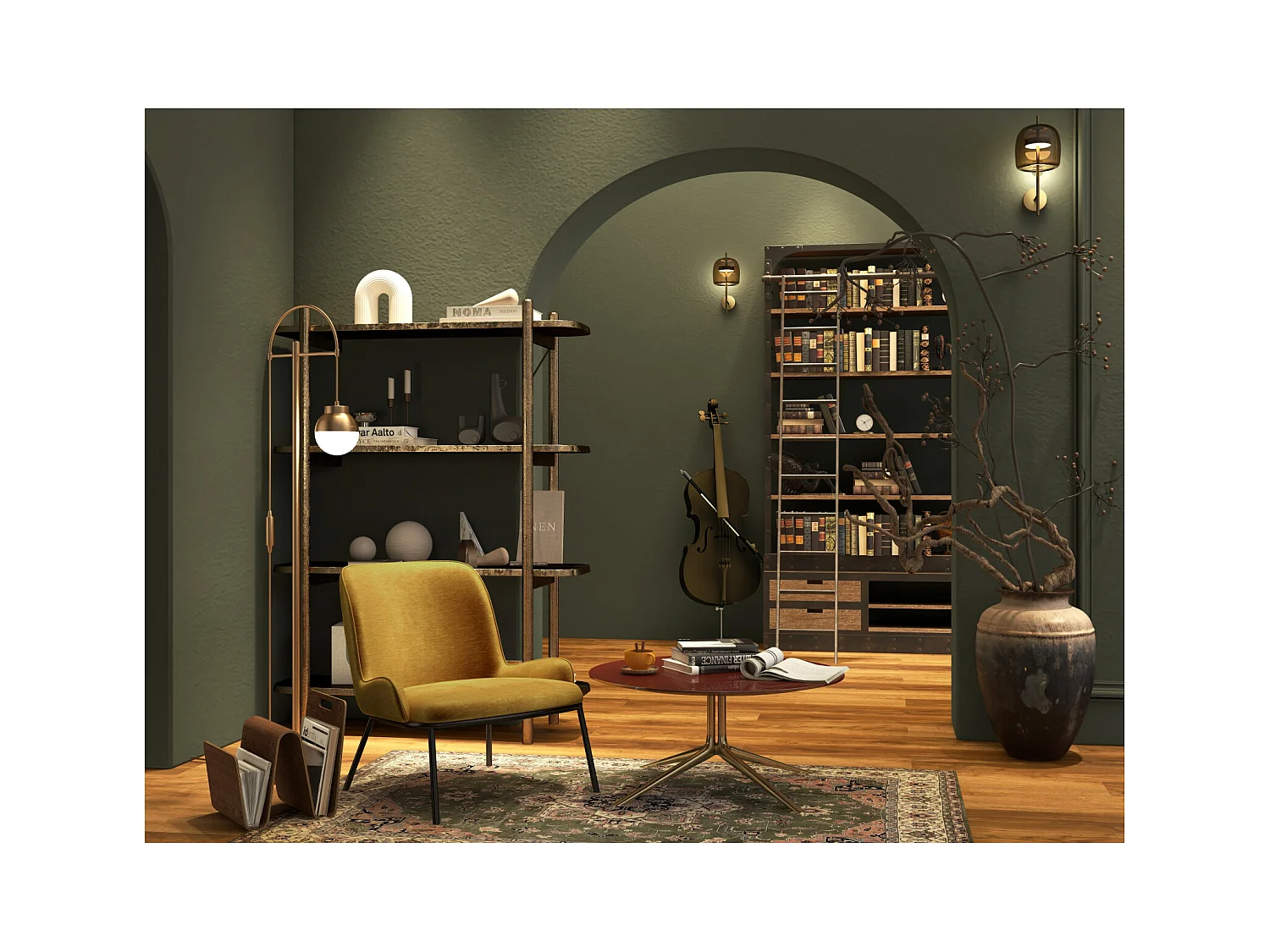 ALVIN-Poltrona lounge in velluto senape retrò