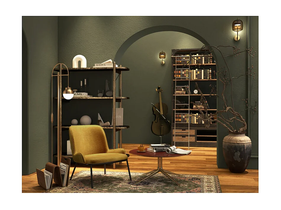 ALVIN-Fauteuil lounge en velours Retro Moutarde