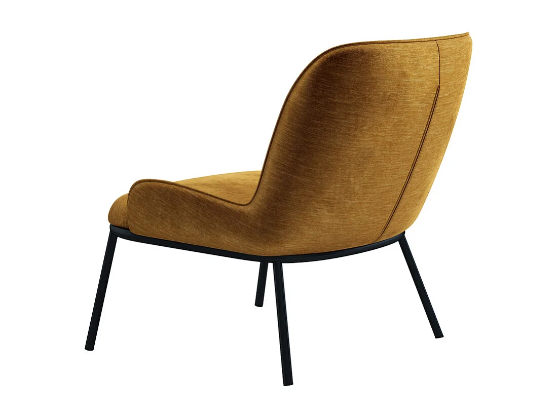 ALVIN-Fauteuil lounge en velours Retro Moutarde