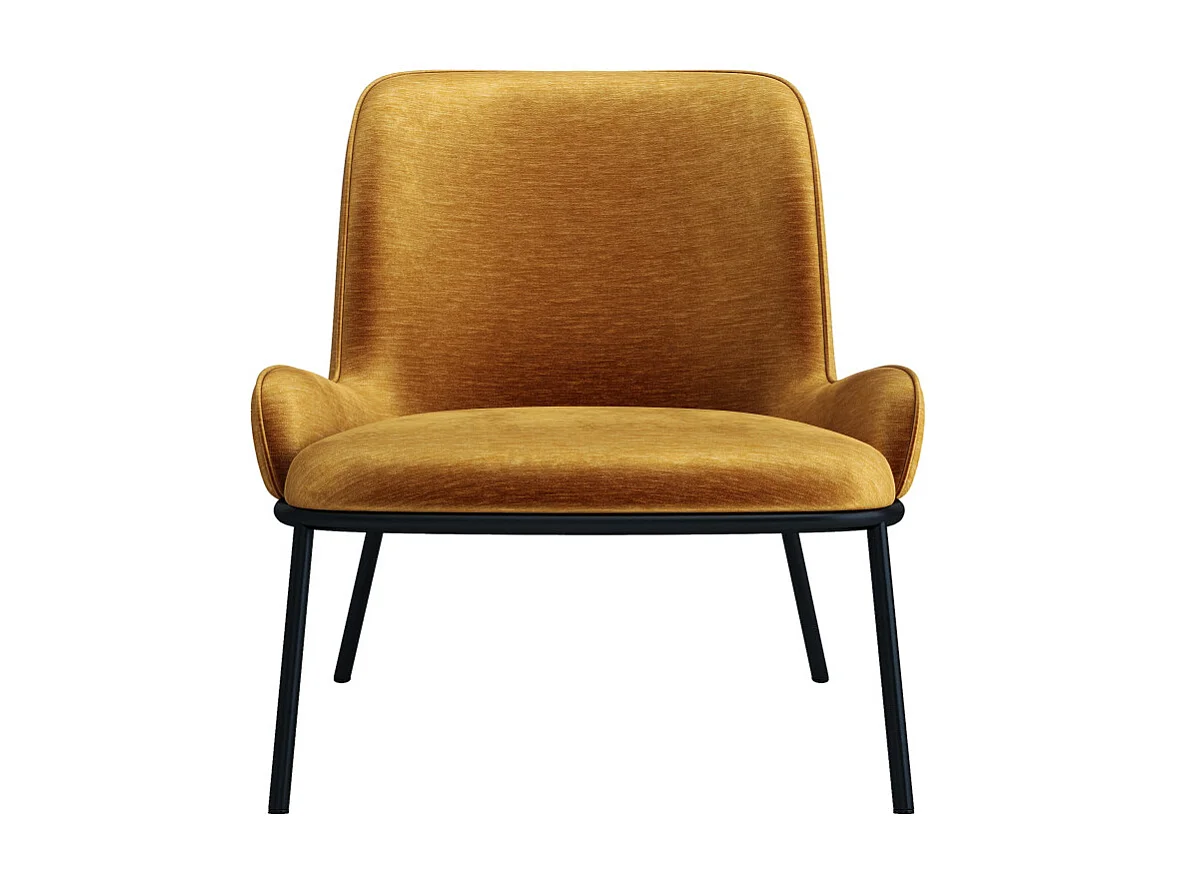 ALVIN-Fauteuil lounge en velours Retro Moutarde