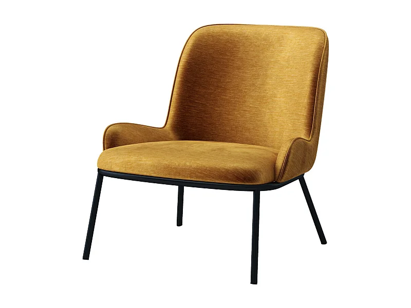 ALVIN-Fauteuil lounge en velours Retro Moutarde