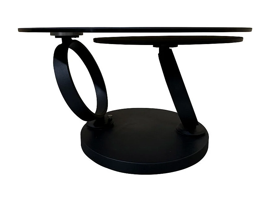 Table basse 2 plateaux ronds rotatifs céramique gris marbré - SHIVA