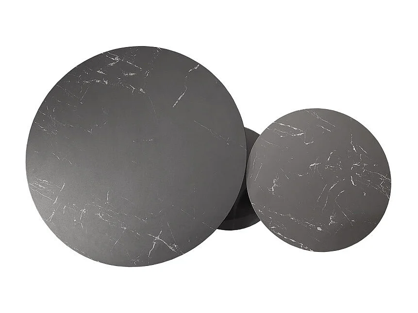 Table basse 2 plateaux ronds rotatifs céramique gris marbré - SHIVA