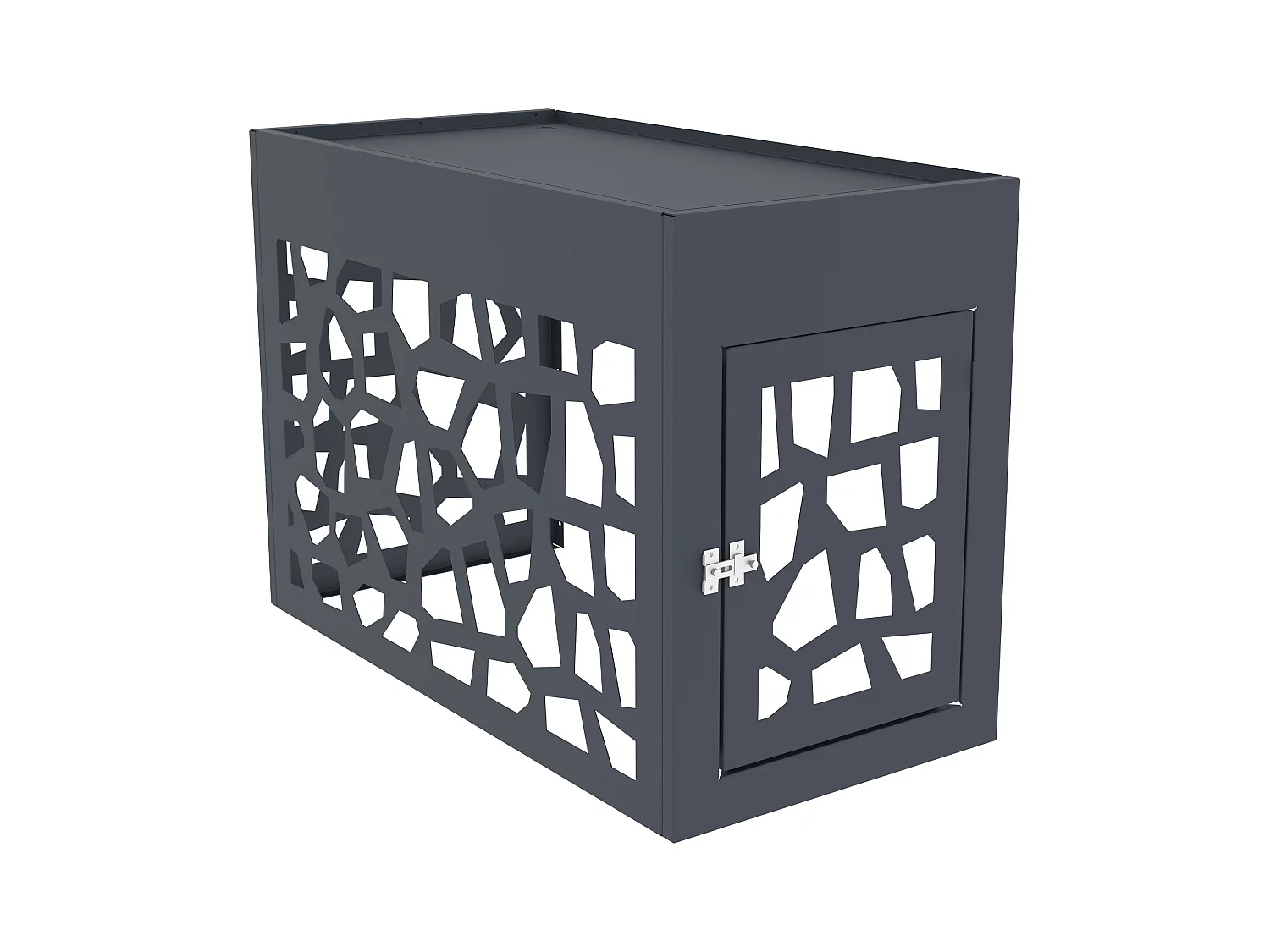 Abdeckung für Klimaanlage/Wärmepumpe aus durchbrochenem Aluminium - Mit Zugangstür - Anthrazit - KAZOMA