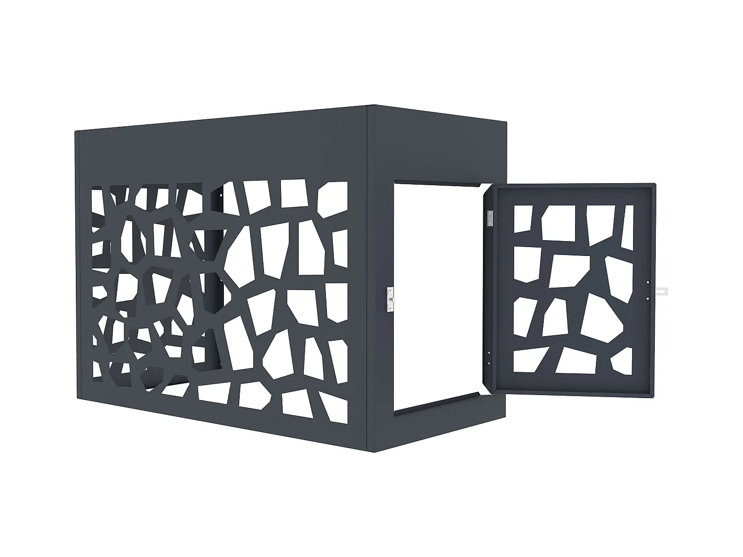 Abdeckung für Klimaanlage/Wärmepumpe aus durchbrochenem Aluminium - Mit Zugangstür - Anthrazit - KAZOMA