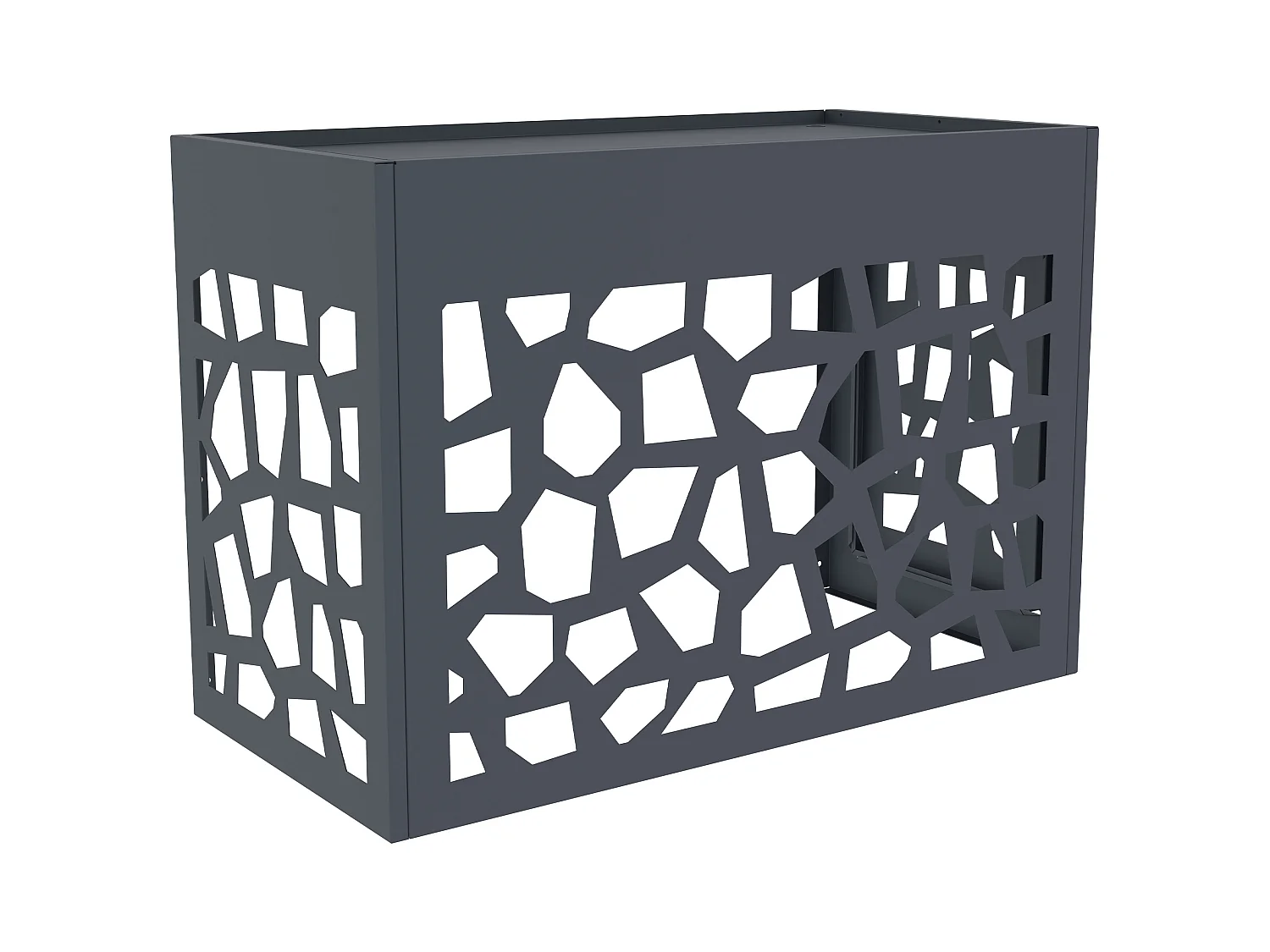 Abdeckung für Klimaanlage/Wärmepumpe aus durchbrochenem Aluminium - Mit Zugangstür - Anthrazit - KAZOMA