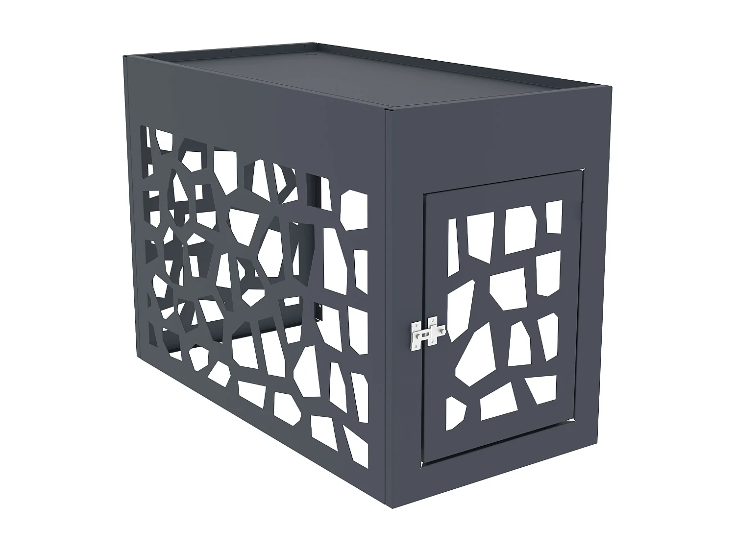 Cache clim / pompe à chaleur en aluminium ajouré - Avec porte d'accès - Anthracite - KAZOMA