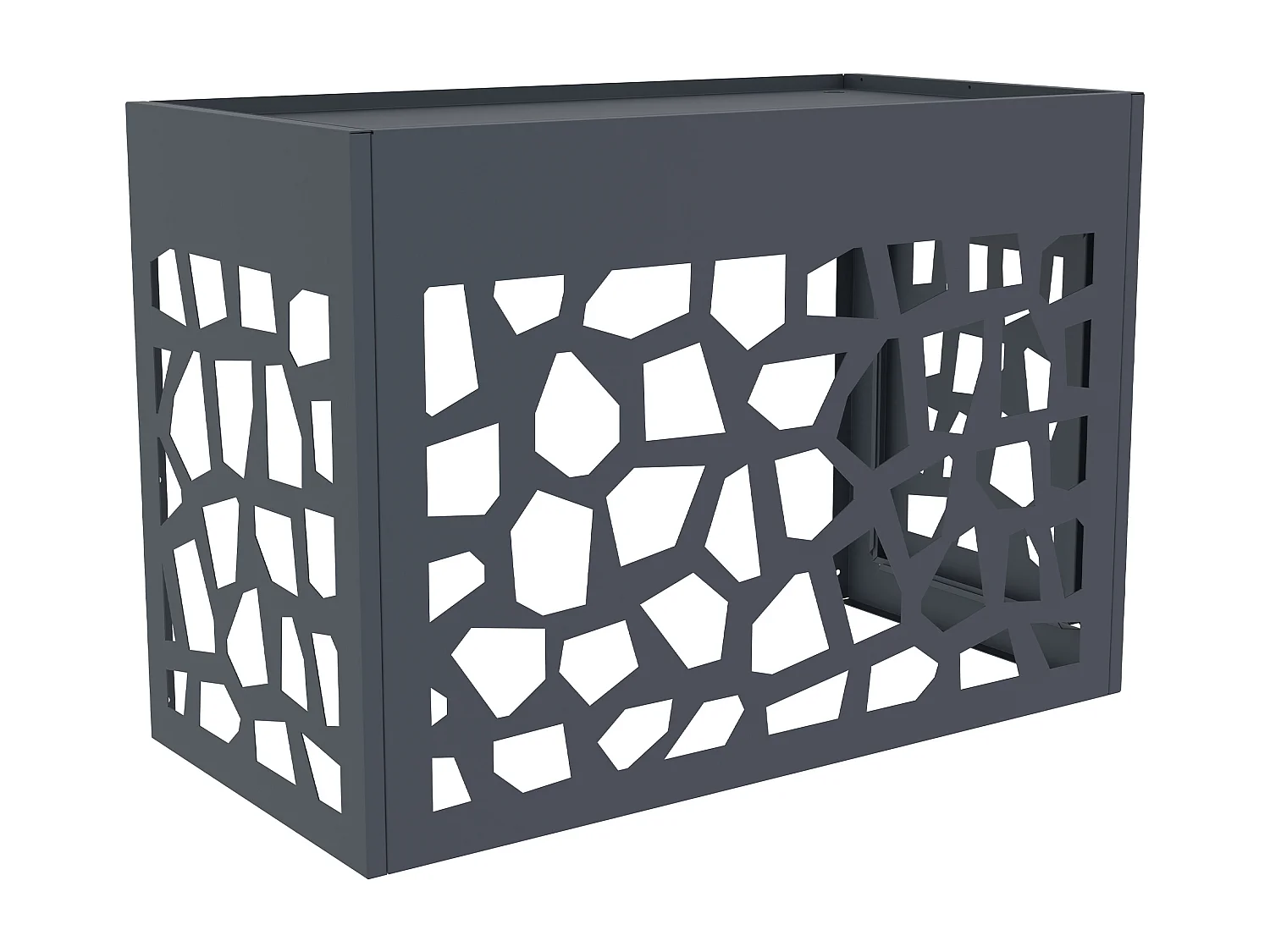 Cache clim / pompe à chaleur en aluminium ajouré - Avec porte d'accès - Anthracite - KAZOMA